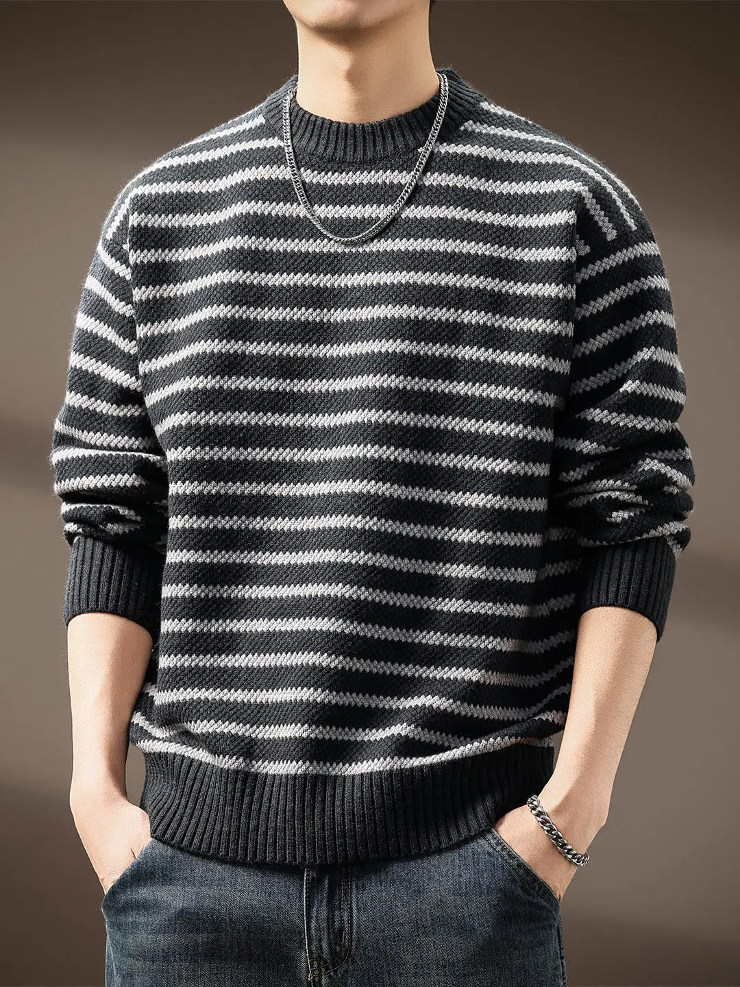 American Sle Casual Striped Knitwear Men's Autumn Winter Loose round Ne Pullover Versatile Comfortable Long Sve Sweater
American Sle Casual Striped Knitwear Men's Autumn Winter Loose round Ne Pullover Versatile Comfortable Long Sve Sweater