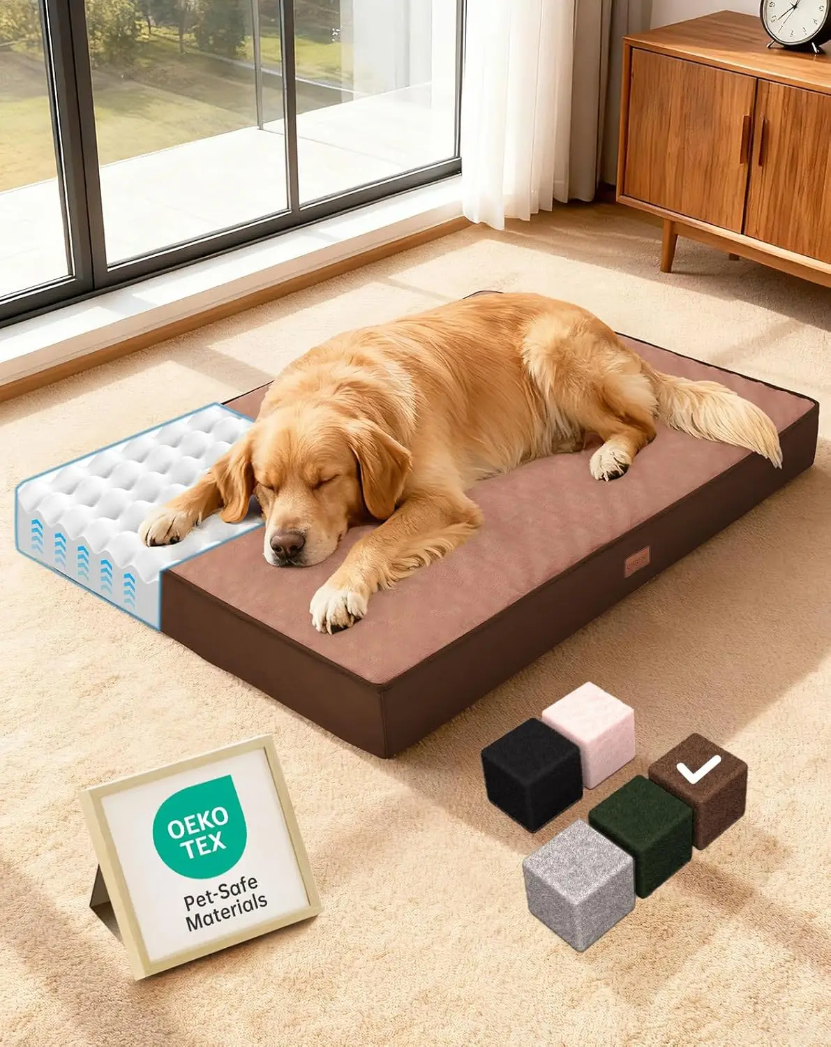 Orthopedic Waterproof Dog Bed for Large Dogs, 41 Inch with Egg-Crate Foam, Machine Washable Cover and Carry Handle
Orthopedic Waterproof Dog Bed for Large Dogs, 41 Inch with Egg-Crate Foam, Machine Washable Cover and Carry Handle