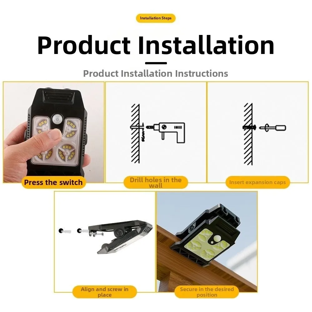 Waterproof LED Solar Clip Light Wireless Intelligent Sensing Garden Wall Light Ultra Bright Wall Mounted Solar Street Floodlight
Waterproof LED Solar Clip Light Wireless Intelligent Sensing Garden Wall Light Ultra Bright Wall Mounted Solar Street Floodlight