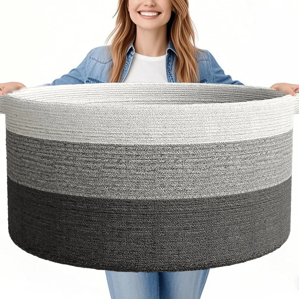 125L Extra Large Blanket Basket, 25" x 16", Jumbo Laundry Woven Baskets Decorative Home, Cotton Rope Basket with Handles, Baby
125L Extra Large Blanket Basket, 25" x 16", Jumbo Laundry Woven Baskets Decorative Home, Cotton Rope Basket with Handles, Baby
