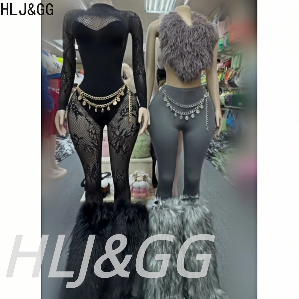 HLJ&GG Fashion Fur Splice Lace Up Two Piece Sets Women Halter Backless Crop Top And Skinny Pants Outfit Sexy Y2K 2pcs Streetwear
HLJ&GG Fashion Fur Splice Lace Up Two Piece Sets Women Halter Backless Crop Top And Skinny Pants Outfit Sexy Y2K 2pcs Streetwear