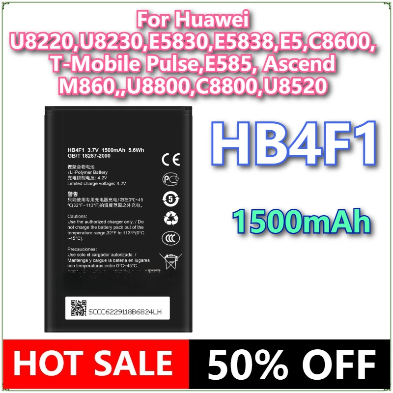 Brand New HB4F1 Battery For Huawei U8220,U8230,E5830,E5838,E5,C8600, T-Mobile Pulse,E585, Ascend M860,,U8800,C8800,U8520
Brand New HB4F1 Battery For Huawei U8220,U8230,E5830,E5838,E5,C8600, T-Mobile Pulse,E585, Ascend M860,,U8800,C8800,U8520