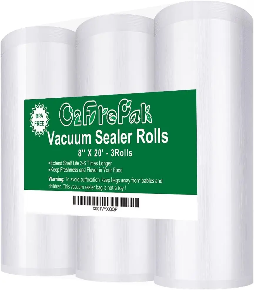 3 Pack 8"x20' Vacuum Sealer Rolls - BPA Free, Heavy Duty, Cut to Size, 60ft Total, Great for Sous Vide
3 Pack 8"x20' Vacuum Sealer Rolls - BPA Free, Heavy Duty, Cut to Size, 60ft Total, Great for Sous Vide