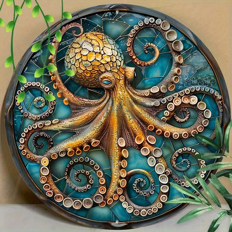 Round Metal Aluminum Sign, Colored Plastic Window Hanging, Embossed, Octopus Pattern for Home, Living Room, Coffee Shop, Office
Round Metal Aluminum Sign, Colored Plastic Window Hanging, Embossed, Octopus Pattern for Home, Living Room, Coffee Shop, Office