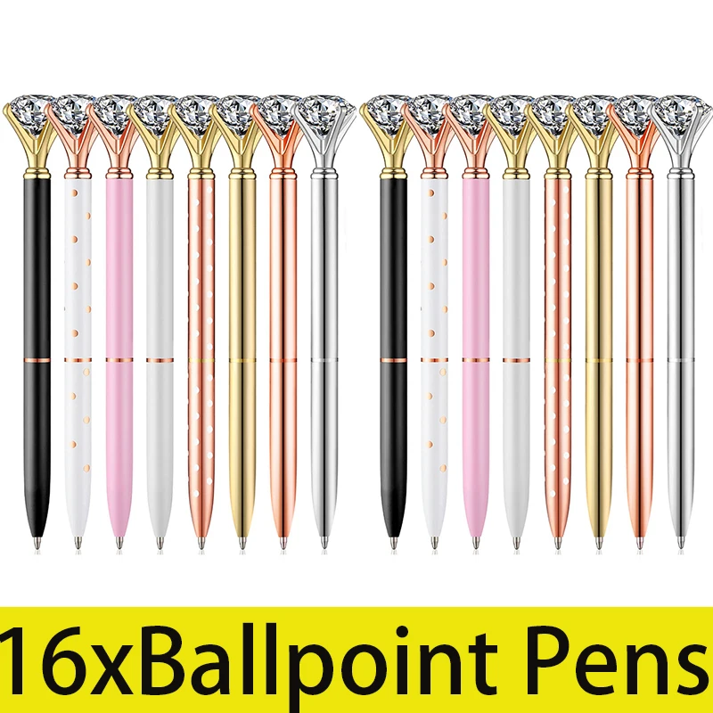 16Pcs Big Crystal Diamond Ballpoint Pens Retractable Metal Crystal Pens for Women Wedding Bridal Shower Decor
16Pcs Big Crystal Diamond Ballpoint Pens Retractable Metal Crystal Pens for Women Wedding Bridal Shower Decor