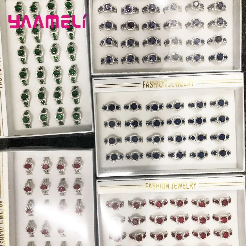 925 Sterling Silver Wedding Statement Rings For Women Girls CZ Cubic Zirconia Luxury Jewelry Random Color Size 24 Pcs Lots
925 Sterling Silver Wedding Statement Rings For Women Girls CZ Cubic Zirconia Luxury Jewelry Random Color Size 24 Pcs Lots