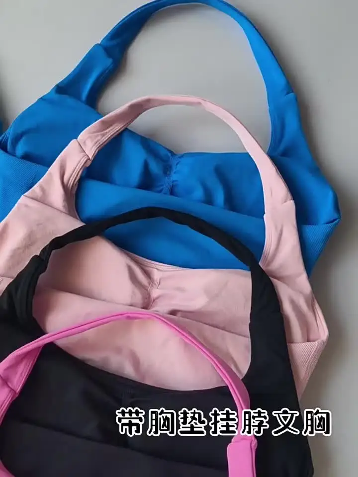 2 Pieces Sports Set Women Backless Halter Tops High Waist Seamless High Stretch Bras Shorts Gym Suit Sportswear Workout Sets