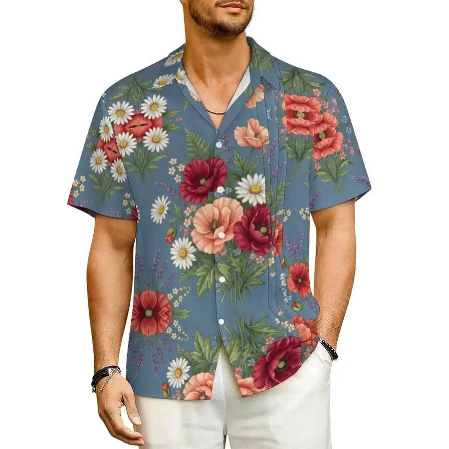 Vintage Floral Poppy Daisy Lavender Print Casual Shirt With Turn-Down Collar Button Placket
Vintage Floral Poppy Daisy Lavender Print Casual Shirt With Turn-Down Collar Button Placket