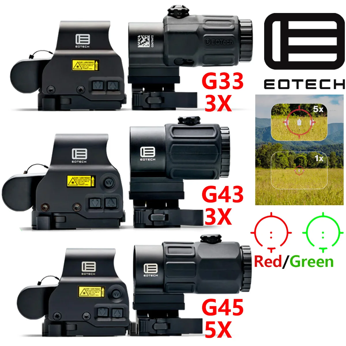 Tactical EOTECH 558 G43 G33 G45 Holographic Collimator Sight Red Green Dot Sight 3X Magnifier Hunting Riflescopes UNITY Mount
Tactical EOTECH 558 G43 G33 G45 Holographic Collimator Sight Red Green Dot Sight 3X Magnifier Hunting Riflescopes UNITY Mount