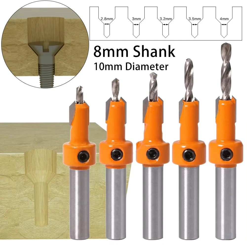 8mm Shank Woodworking Countersink Drill Bit Taper Hole Step Drill Alloy Head for Wood Screw Installation Self Tapping Drilling
8mm Shank Woodworking Countersink Drill Bit Taper Hole Step Drill Alloy Head for Wood Screw Installation Self Tapping Drilling