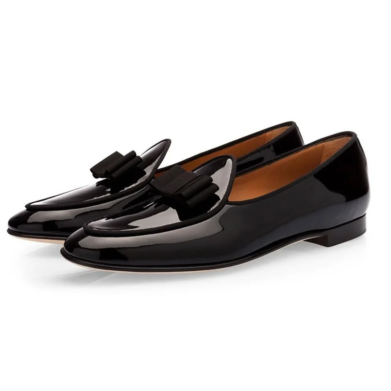 Classic Fashion Men's Patent Loafers Slip-on Bow Tie Design High Quality Suede Dress Shoes for Formal Party And Wedding 
Classic Fashion Men's Patent Loafers Slip-on Bow Tie Design High Quality Suede Dress Shoes for Formal Party And Wedding