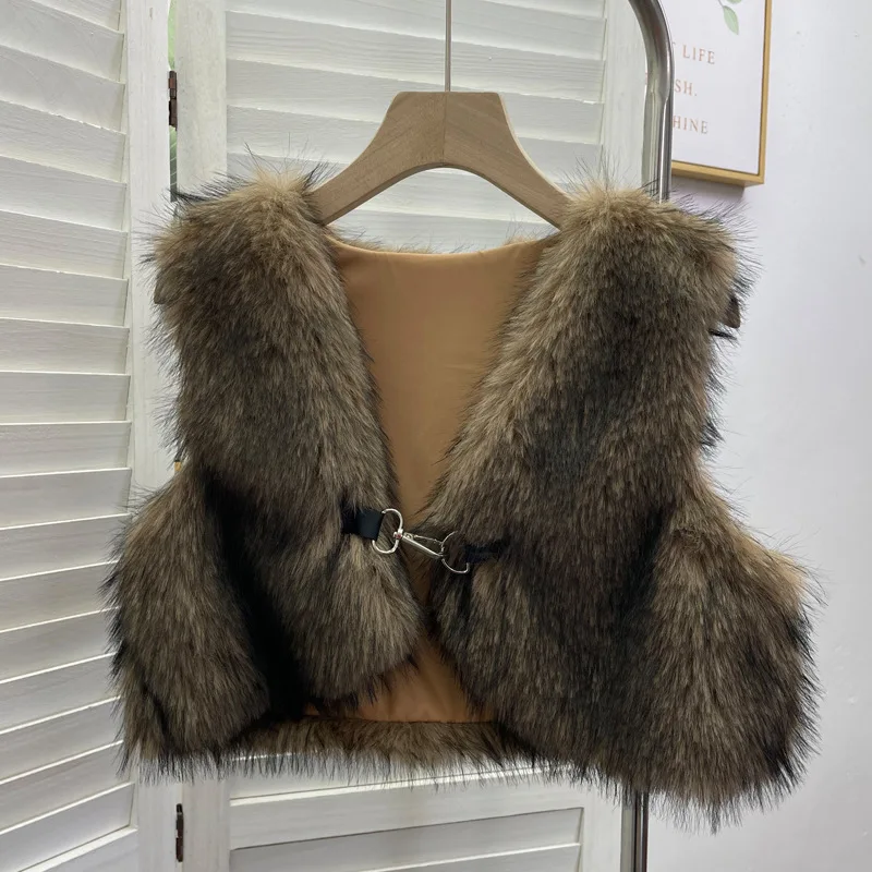 ISAROSE Casual Faux Fur Vest for Women Fluffy Spring Autumn Single Button V Neck Sleeveless Solid Color One Size Short Coat
ISAROSE Casual Faux Fur Vest for Women Fluffy Spring Autumn Single Button V Neck Sleeveless Solid Color One Size Short Coat