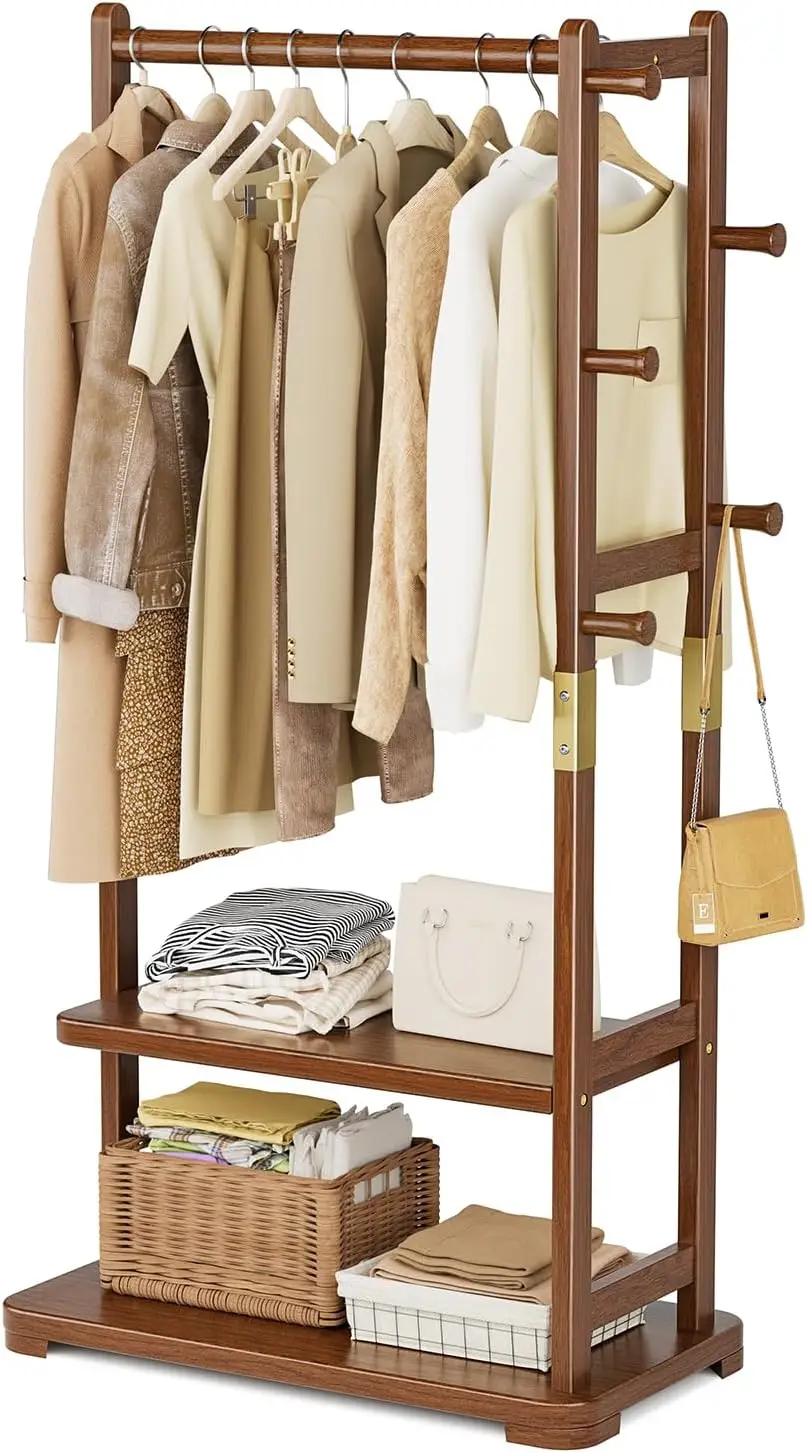 Solid Wood Coat Rack with 2 Shelves & 4 Hooks, Freestanding Storage for Hallway Bedroom
Solid Wood Coat Rack with 2 Shelves & 4 Hooks, Freestanding Storage for Hallway Bedroom