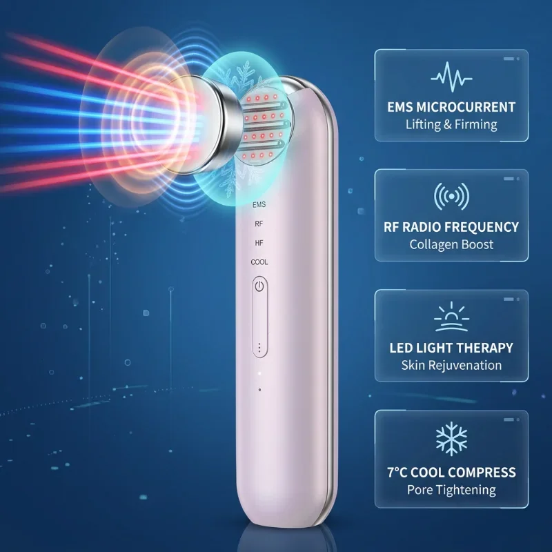 Facial Massager EMS Face Lifting LED Light Therapy Anti-Aging Anti-Wrinkle Multi-Pole Cold Compress Skin Care Beauty Device
Facial Massager EMS Face Lifting LED Light Therapy Anti-Aging Anti-Wrinkle Multi-Pole Cold Compress Skin Care Beauty Device