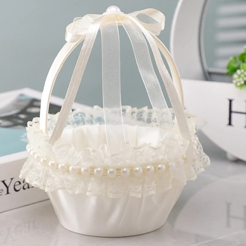 1PC Small Flower Girl Basket for Wedding Mini White Fairy Lace Pearl Lace Wedding Basket Satin Ribbon Lace Wedding Basket With H
1PC Small Flower Girl Basket for Wedding Mini White Fairy Lace Pearl Lace Wedding Basket Satin Ribbon Lace Wedding Basket With H
