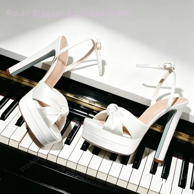 Pure White Silk Double Platform Stiletto Sandals Women Weddings Elegant Satin Orange Heels Black Knotted Dark Purple Buckle Shoe
Pure White Silk Double Platform Stiletto Sandals Women Weddings Elegant Satin Orange Heels Black Knotted Dark Purple Buckle Shoe