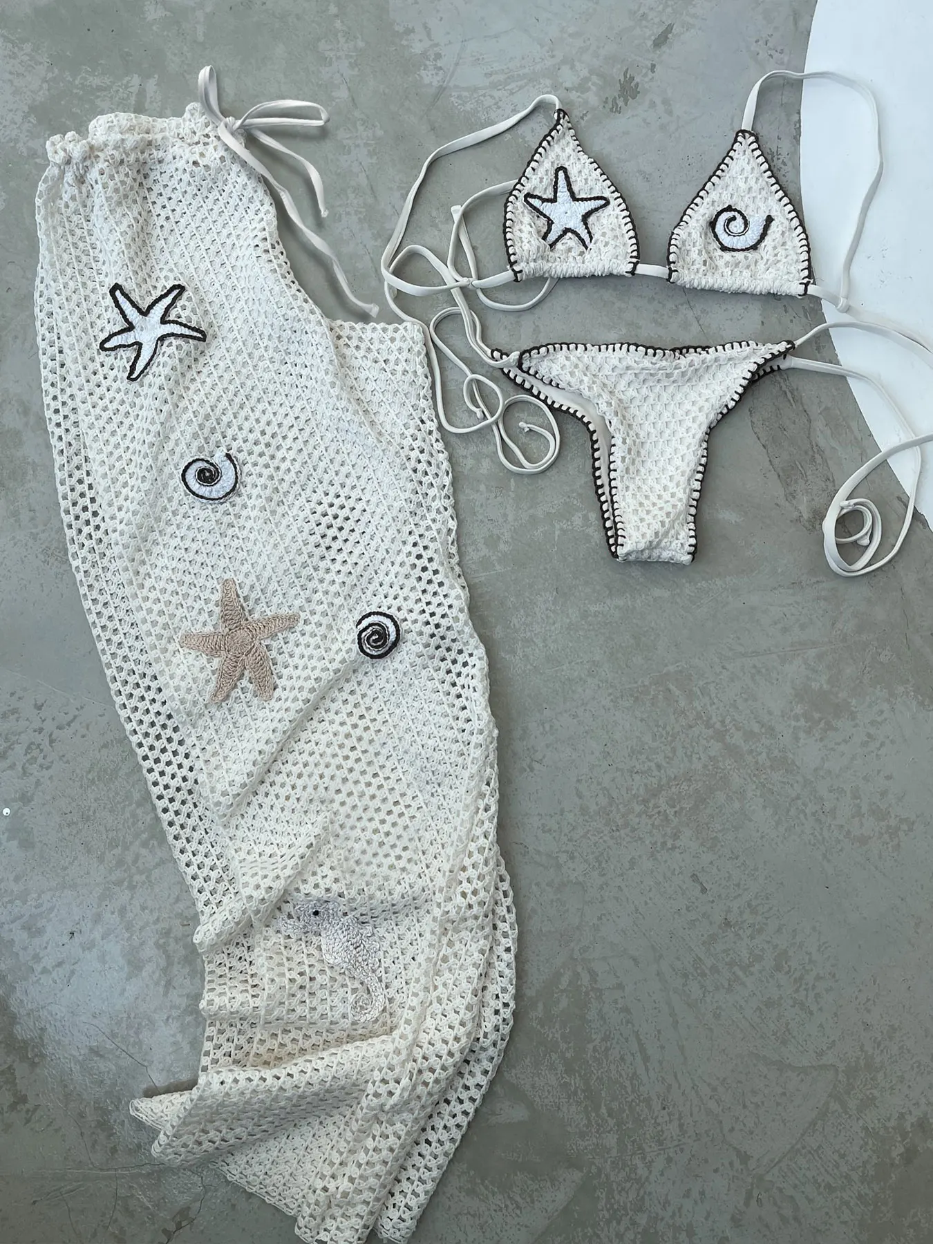 2025 Sexy Crochet Bikini Set with Star and Shell Details Style Beachwear White Wall Lightweight and Breathable Summer Beach
2025 Sexy Crochet Bikini Set with Star and Shell Details Style Beachwear White Wall Lightweight and Breathable Summer Beach
