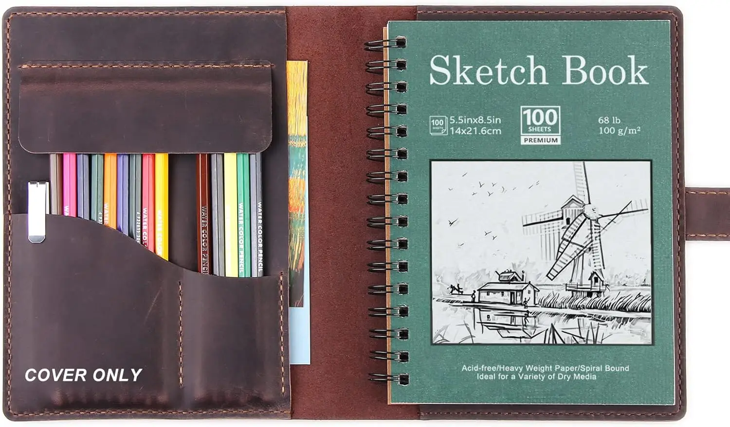 Handmade Leather Sketchbook Cover for 5.5x8.5 Artist Pad, Pencil Case, Journal Portfolio - Coffee
Handmade Leather Sketchbook Cover for 5.5x8.5 Artist Pad, Pencil Case, Journal Portfolio - Coffee