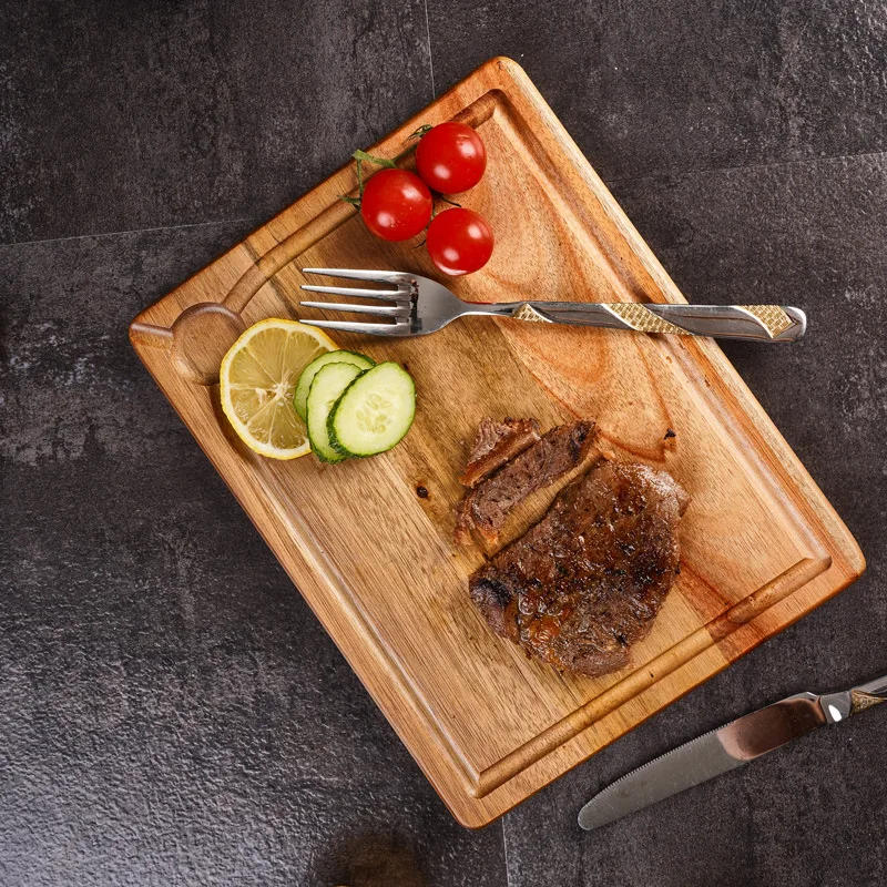 Wooden Steak Plate Drain Water Creative Solid Wood Beaf Tray Chopping Board With Water Grooves Kitchen Tools
Wooden Steak Plate Drain Water Creative Solid Wood Beaf Tray Chopping Board With Water Grooves Kitchen Tools