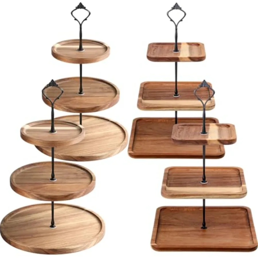 4 Pcs 3 Tier Serving Tray Square Wooden 3 Tiered Cake Stand Round Acacia Wood Serving Stand Rustic Cupcake Stand for Dessert Fa
4 Pcs 3 Tier Serving Tray Square Wooden 3 Tiered Cake Stand Round Acacia Wood Serving Stand Rustic Cupcake Stand for Dessert Fa