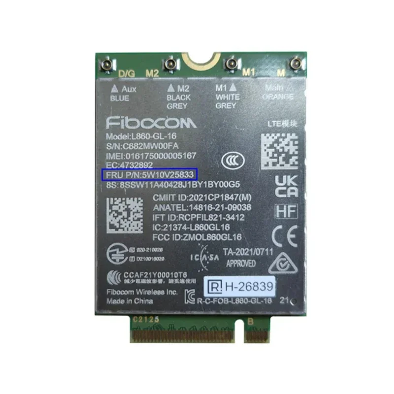 Fibocom L860-GL-16 5W10V25833 LTE Cat16 module for Thinkpad X1 Carbon 10th X1 Yoga 7th P16 X1 Nano T14 T16 X13 P14 Gen laptop
Fibocom L860-GL-16 5W10V25833 LTE Cat16 module for Thinkpad X1 Carbon 10th X1 Yoga 7th P16 X1 Nano T14 T16 X13 P14 Gen laptop