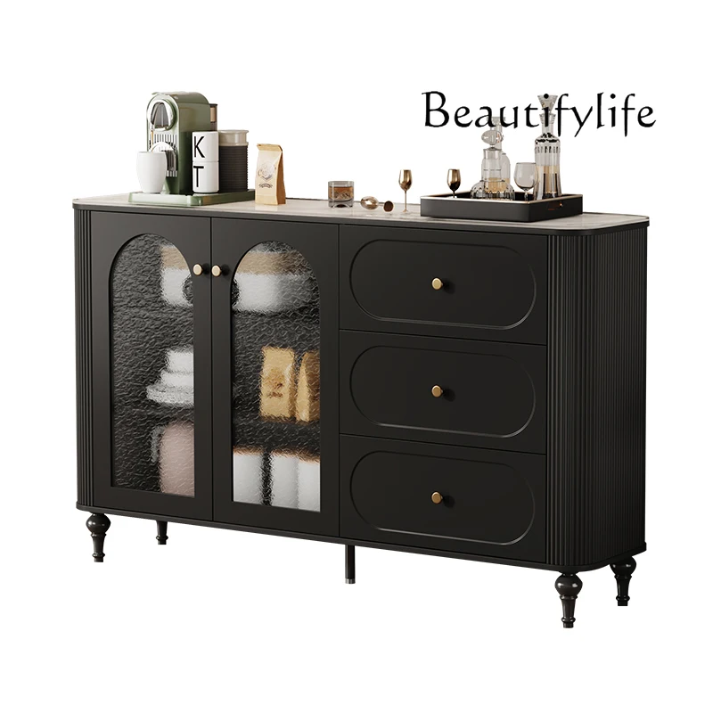 French retro black dining side cabinet solid wood against the wall living room storage high-end designer model
French retro black dining side cabinet solid wood against the wall living room storage high-end designer model