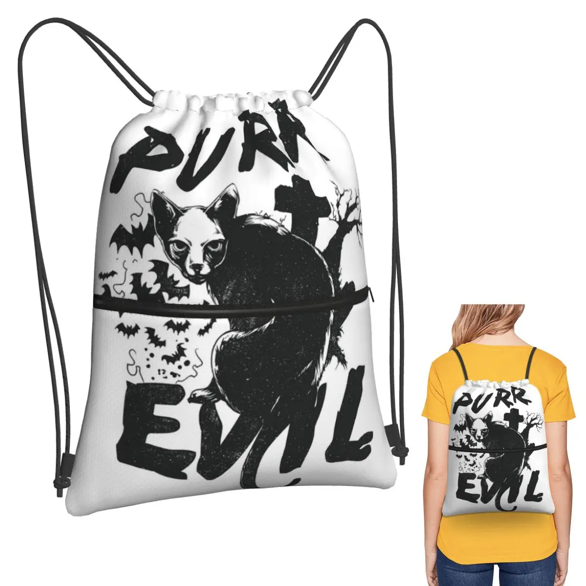 Purr Evil Backpacks Multi-function Drawstring Bags Storage Bag Book Bags for Man Woman Students
Purr Evil Backpacks Multi-function Drawstring Bags Storage Bag Book Bags for Man Woman Students