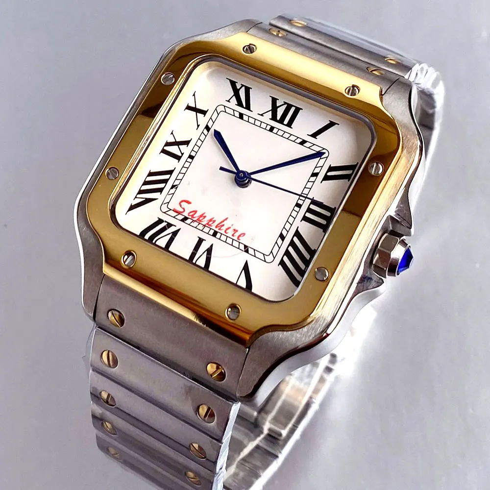 38mm golden plated white green Square Automatic Watch for Men's Watches Sterile Roman Dial White Dial Fashion Elegant bracelet
38mm golden plated white green Square Automatic Watch for Men's Watches Sterile Roman Dial White Dial Fashion Elegant bracelet