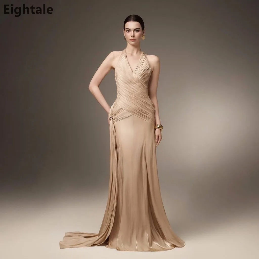 Eightale 2025 Halter Neck Silk Chiffon Mermaid Maxi Evening Dress Wedding Party Formal Prom Dress Dubai Party Gown Customized
Eightale 2025 Halter Neck Silk Chiffon Mermaid Maxi Evening Dress Wedding Party Formal Prom Dress Dubai Party Gown Customized