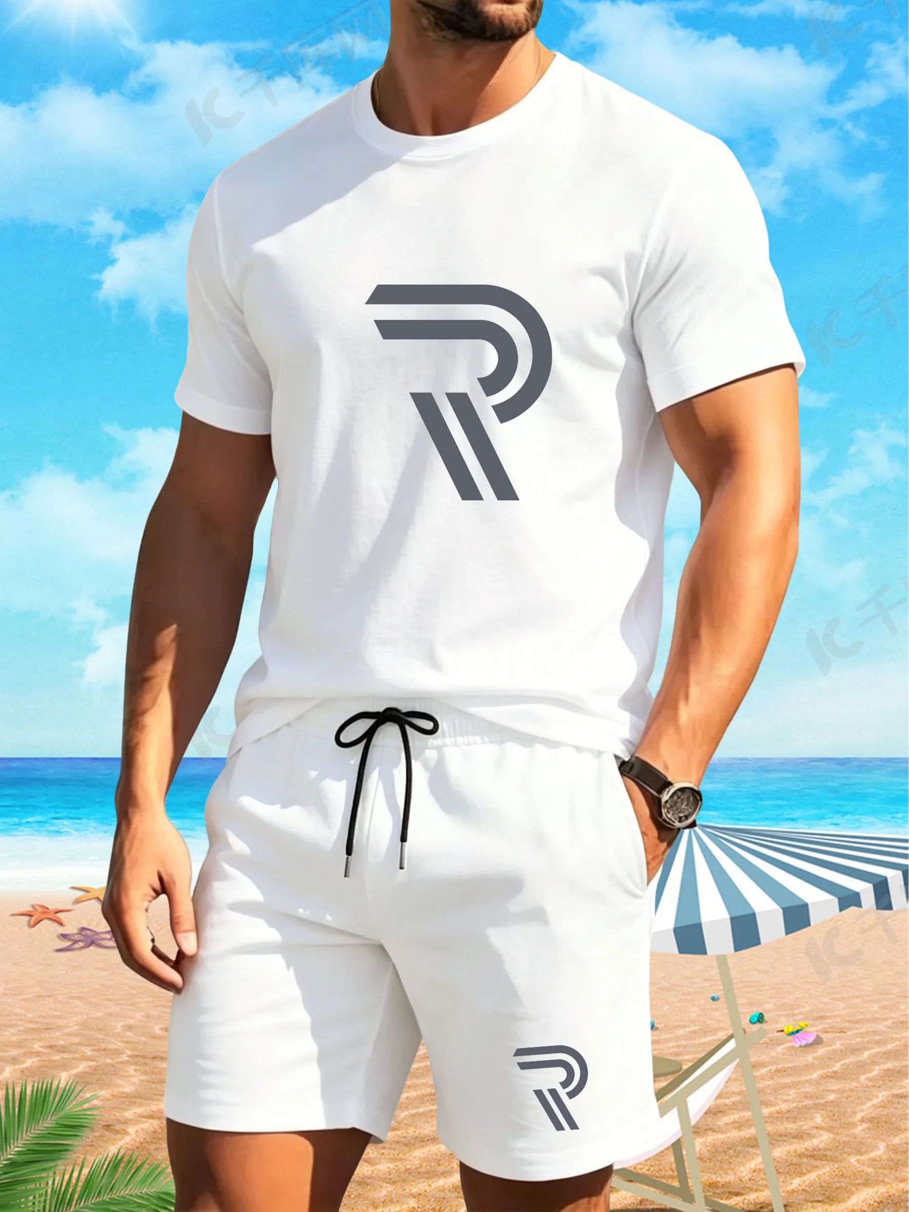 Men's Two-piece Sports Short Sleeved Shorts with Non Elastic Logo and Regular Fit, Suitable for Men's Spring and Summer Sportswe
Men's Two-piece Sports Short Sleeved Shorts with Non Elastic Logo and Regular Fit, Suitable for Men's Spring and Summer Sportswe