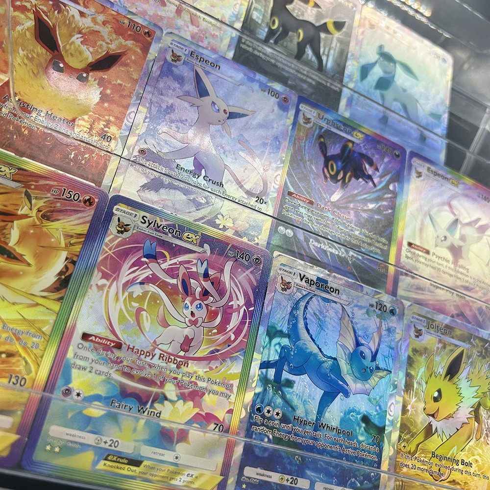 DIY New Designs Cartooon PTCG Pocket Collection Card Eevee Family Sylveon Leafeon Flareon Espeon English Card Refractive Flash
DIY New Designs Cartooon PTCG Pocket Collection Card Eevee Family Sylveon Leafeon Flareon Espeon English Card Refractive Flash