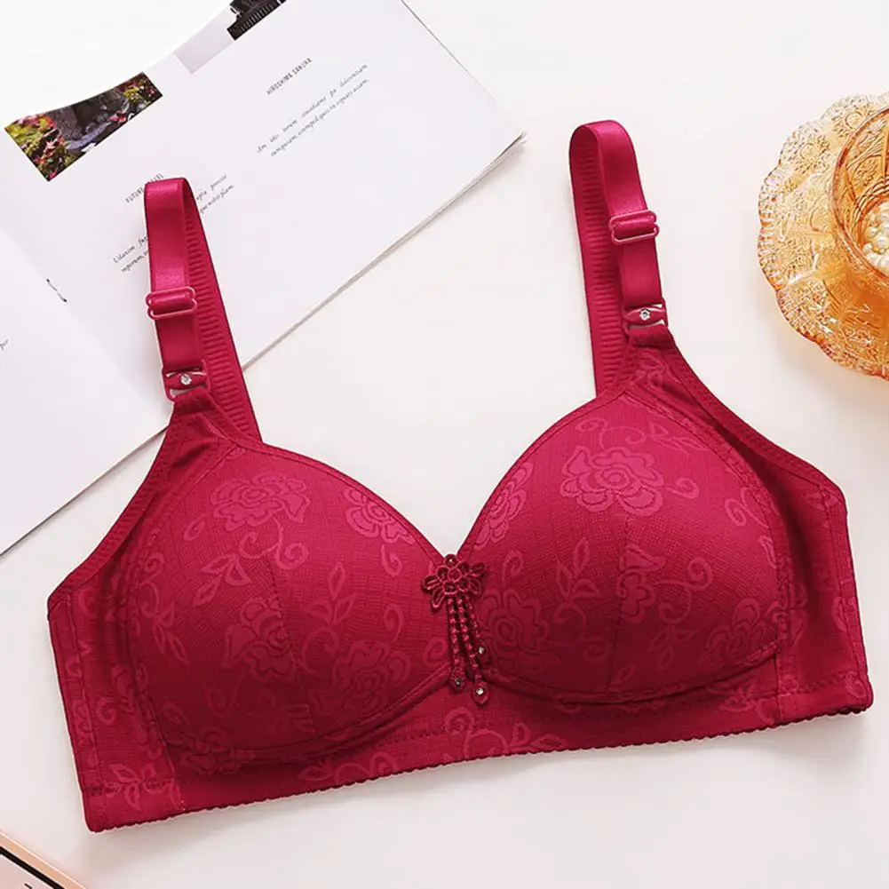 Molded Cup Bra Floral Print Plus Size Wireless Bra for Mid-aged Women Adjustable Shoulder Strap Shockproof Breathable for Sport
Molded Cup Bra Floral Print Plus Size Wireless Bra for Mid-aged Women Adjustable Shoulder Strap Shockproof Breathable for Sport