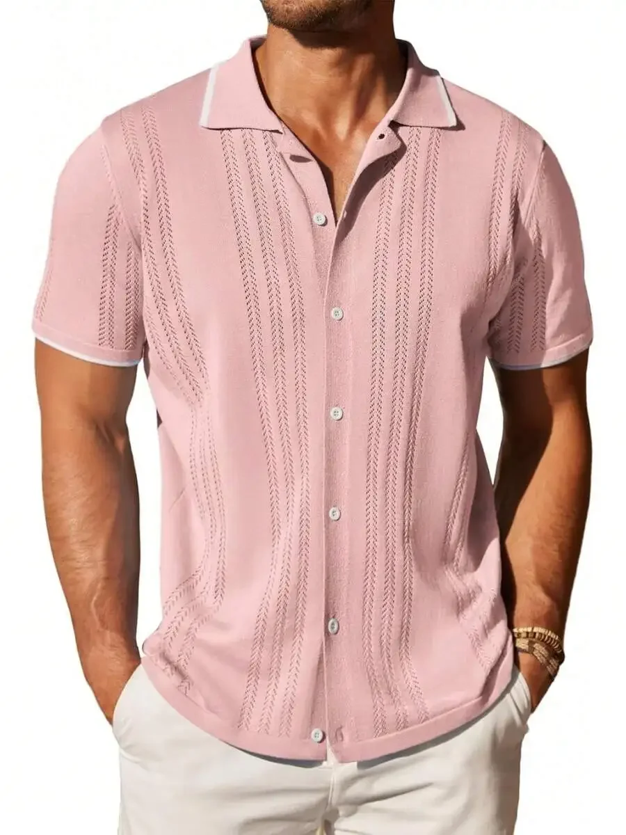Mens Knitted Short Sleeve Button Up Shirt Casual Beach Top
Mens Knitted Short Sleeve Button Up Shirt Casual Beach Top