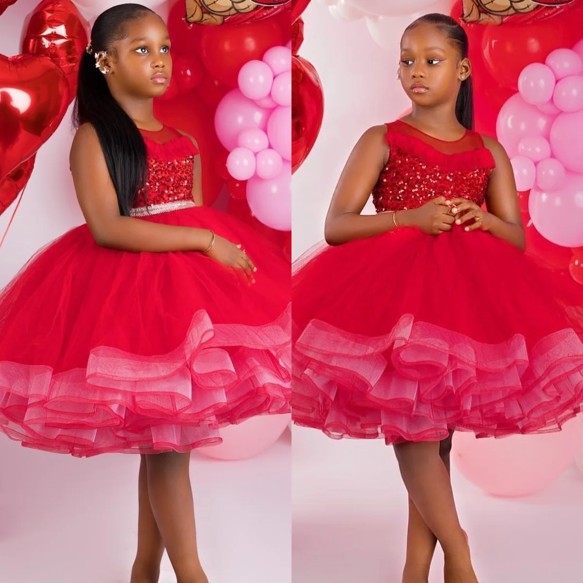 Red Ball Gown Flower Girl Dresses Ruffles Sequined Princess Customized Baby Girls First Birthday Party Pageant Dress
Red Ball Gown Flower Girl Dresses Ruffles Sequined Princess Customized Baby Girls First Birthday Party Pageant Dress
