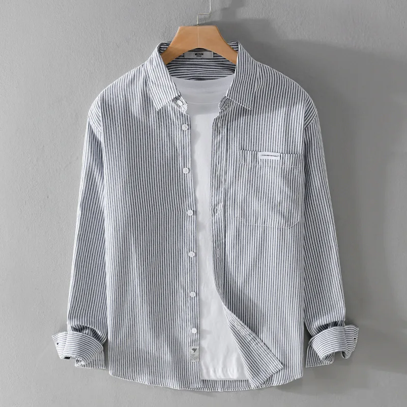 Spring Autumn Loose Fit Long Sve Striped irt Youth Casual Wear Iron Free Cotton Polyester Blend Men's Button up irt
Spring Autumn Loose Fit Long Sve Striped irt Youth Casual Wear Iron Free Cotton Polyester Blend Men's Button up irt