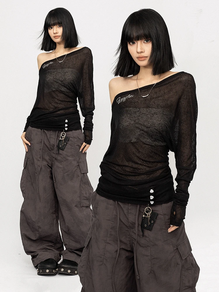 Slim Fit Long Sve oulder Bared T-irt Women's Sle Retro American Hot Girl Loose Bla Top Breathable Polyester Viscose
Slim Fit Long Sve oulder Bared T-irt Women's Sle Retro American Hot Girl Loose Bla Top Breathable Polyester Viscose