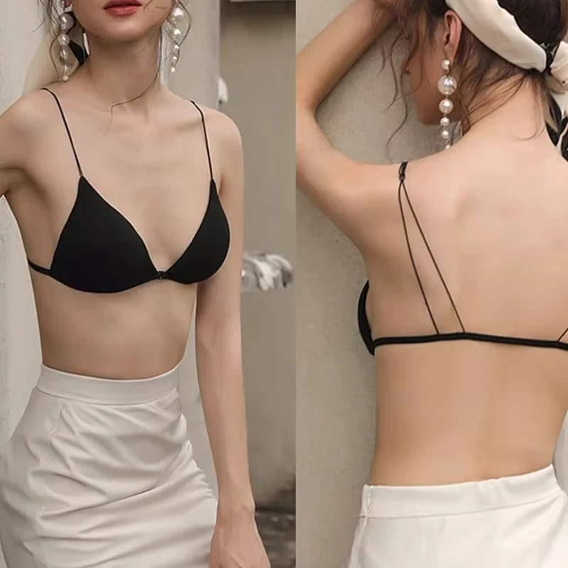 French Sexy Triangular Cup Bra Vest Ladies Thin Shoulder Strap Lingerie Women Front Buckle Without Steel Ring Underwear New
French Sexy Triangular Cup Bra Vest Ladies Thin Shoulder Strap Lingerie Women Front Buckle Without Steel Ring Underwear New