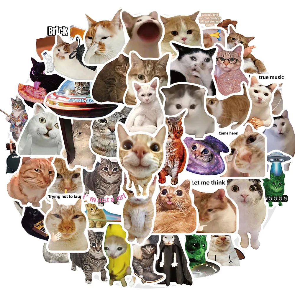 50PCS Funny Cat Memes Stickers Personalised stickers for phones, laptops, skateboards, tables, storage boxes, cups.
50PCS Funny Cat Memes Stickers Personalised stickers for phones, laptops, skateboards, tables, storage boxes, cups.
