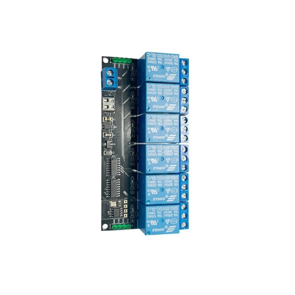 6-Channel Relay Module Control Board TTL Serial Port Self-Locking Interlocking Jog Modes Key Control 5V Power Supply
6-Channel Relay Module Control Board TTL Serial Port Self-Locking Interlocking Jog Modes Key Control 5V Power Supply