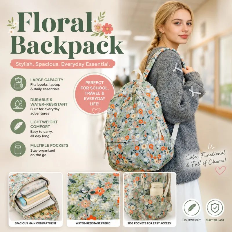 Floral Corduroy School Backpack Vintage Cottagecore Book Bag Water Resistant Large Capacity Laptop Backpack Man Students Girls
Floral Corduroy School Backpack Vintage Cottagecore Book Bag Water Resistant Large Capacity Laptop Backpack Man Students Girls