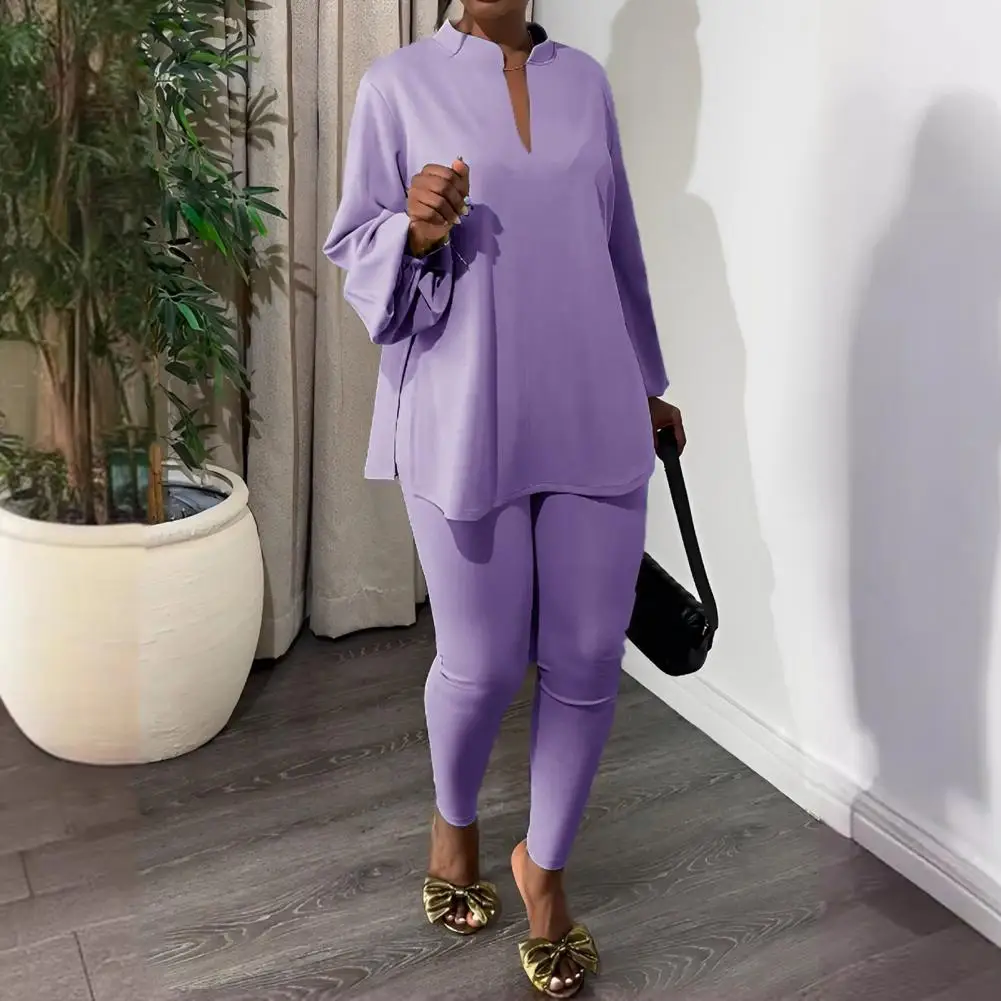 V-neck Two-piece Suit Chic Women's Stand Collar Top Pants Set Loose Split Hem Blouse Slim Fit Trousers Stylish Daily for Summer
V-neck Two-piece Suit Chic Women's Stand Collar Top Pants Set Loose Split Hem Blouse Slim Fit Trousers Stylish Daily for Summer
