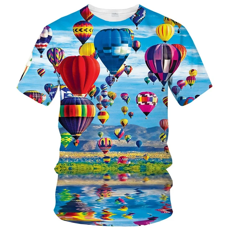 Hot Air Balloon T-shirt For Men Fashion 3D Printing Short-sleeved T Shirt Casual Round Neck Tops Street Tees Women Clothing
Hot Air Balloon T-shirt For Men Fashion 3D Printing Short-sleeved T Shirt Casual Round Neck Tops Street Tees Women Clothing