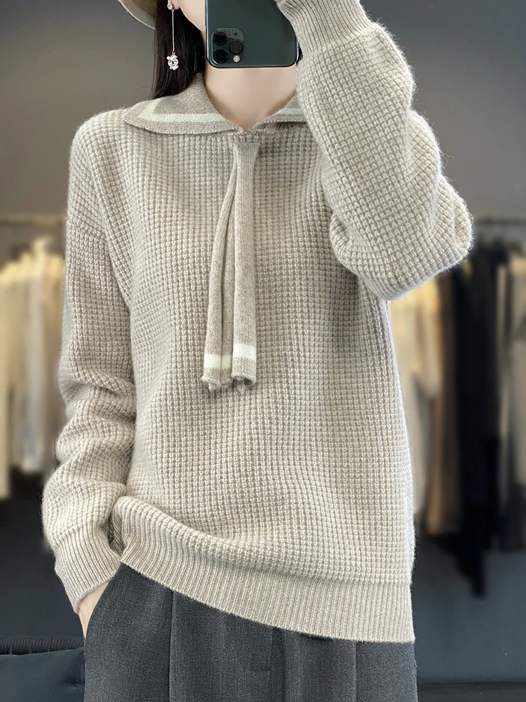 Peter Pan Collar Commuting Soft Warm Comfort 100% Merino Wool Knitwear Basic Mock Neck Chic Women's Pullovers Cute Sweater Tops
Peter Pan Collar Commuting Soft Warm Comfort 100% Merino Wool Knitwear Basic Mock Neck Chic Women's Pullovers Cute Sweater Tops