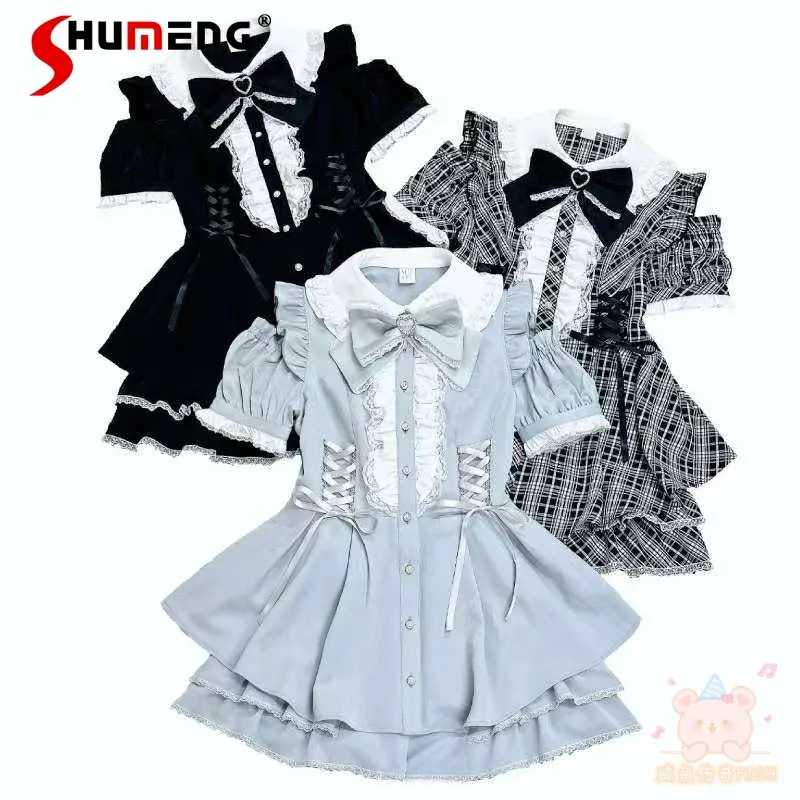 Japanese Mine Style Mass-produced Doll Collar Bow Bubble Sleeve Single-breasted Slim Dress High Waist Shorts Two-piece Set Women
Japanese Mine Style Mass-produced Doll Collar Bow Bubble Sleeve Single-breasted Slim Dress High Waist Shorts Two-piece Set Women
