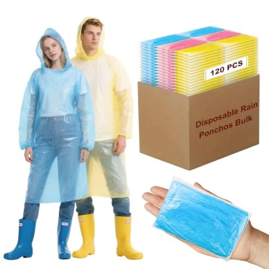 120 Pcs Disposable Rain Ponchos for Women Bulk, Emergency Ponchos Rain Adult for Men Women Travelling Camping Hiking
120 Pcs Disposable Rain Ponchos for Women Bulk, Emergency Ponchos Rain Adult for Men Women Travelling Camping Hiking