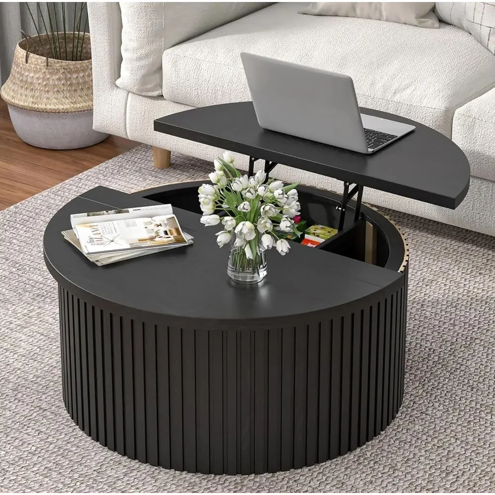 Round Coffee Table with Hidden Storage, 31.6 Inch Diameter, Living Room & Home Use (Black)
Round Coffee Table with Hidden Storage, 31.6 Inch Diameter, Living Room & Home Use (Black)