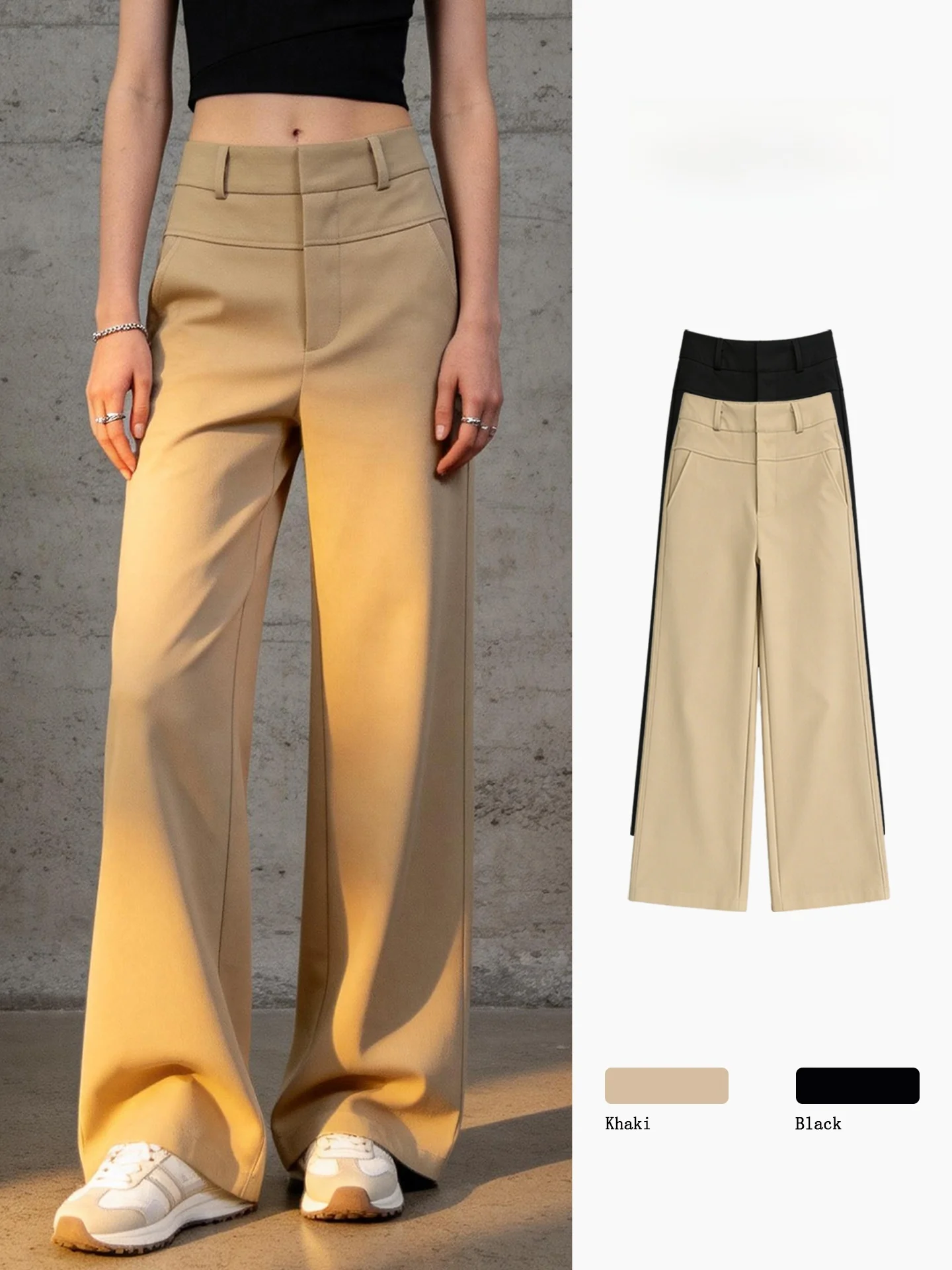High Waist Wide Leg Suit Pants Women Summer New Style Drape Slimming Casual Small Size Commute Straight Khaki Long Pants
High Waist Wide Leg Suit Pants Women Summer New Style Drape Slimming Casual Small Size Commute Straight Khaki Long Pants