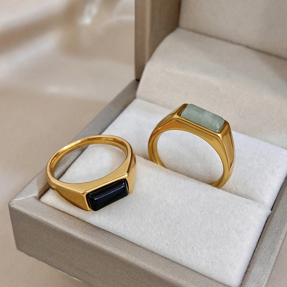 DODOHAO Vintage Geometric Block Natural Stone Stainless Steel Ring for Women Exquisite Waterproof Ring Daily Wear Jewelry Gift
DODOHAO Vintage Geometric Block Natural Stone Stainless Steel Ring for Women Exquisite Waterproof Ring Daily Wear Jewelry Gift