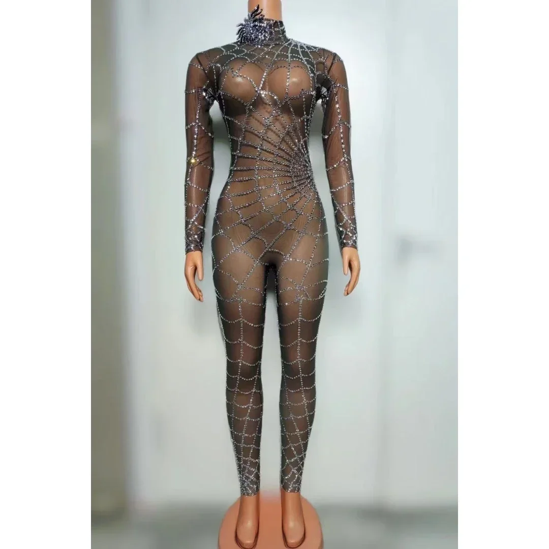 Celebrate Evening Party Costume Nightclub Bar Singer Stage Costume Luxury Shining Diamonds Black Sexy See Through Mesh Jumpsuit
Celebrate Evening Party Costume Nightclub Bar Singer Stage Costume Luxury Shining Diamonds Black Sexy See Through Mesh Jumpsuit