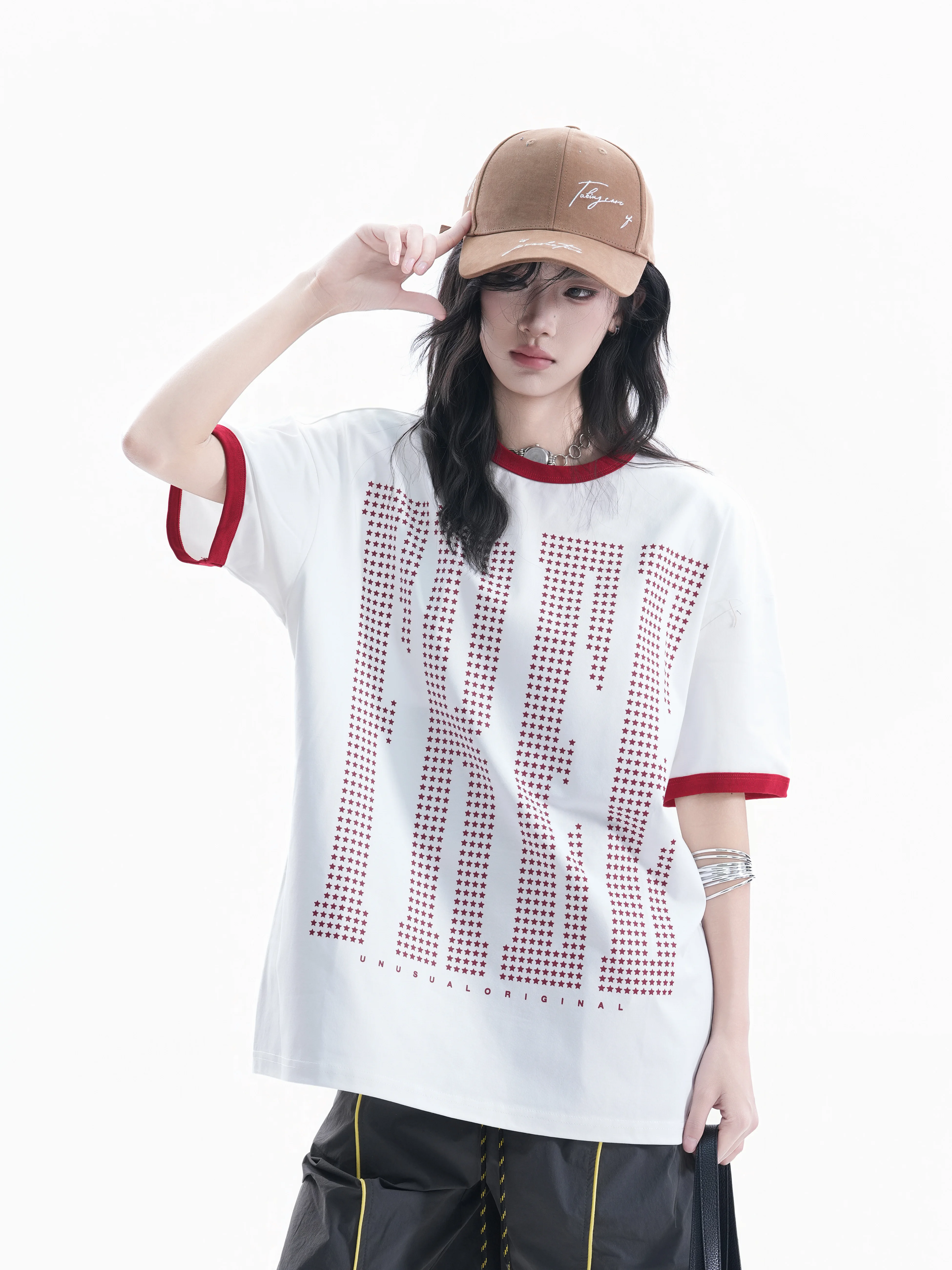 American Retro Color Block Short Sleeve T-Shirt Loose Casual Women's Grid Letter Print Top Fashionable Couple's Shirt
American Retro Color Block Short Sleeve T-Shirt Loose Casual Women's Grid Letter Print Top Fashionable Couple's Shirt